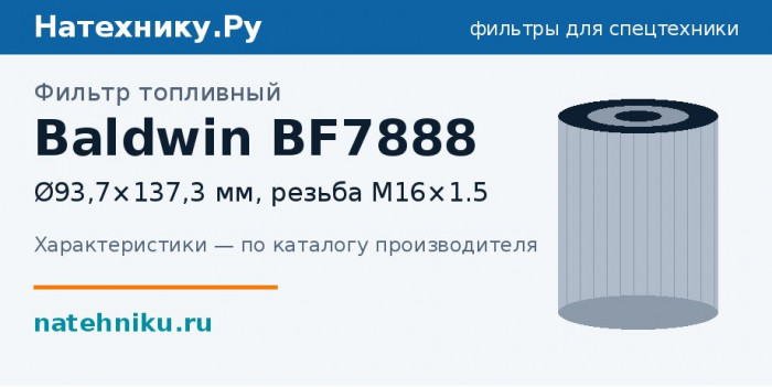 Фильтр топливный Baldwin BF7888 — Ø93,7×137,3 мм, резьба M16×1.5