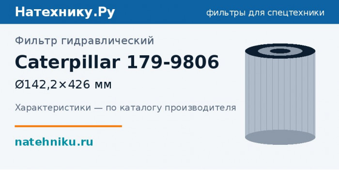Фильтр гидравлический Caterpillar 179-9806 — Ø142,2×426 мм