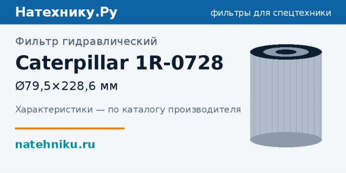 Фильтр гидравлический Caterpillar 1R-0728 — Ø79,5×228,6 мм