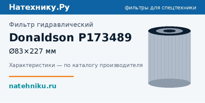 Фильтр гидравлический Donaldson P173489 — Ø83×227 мм