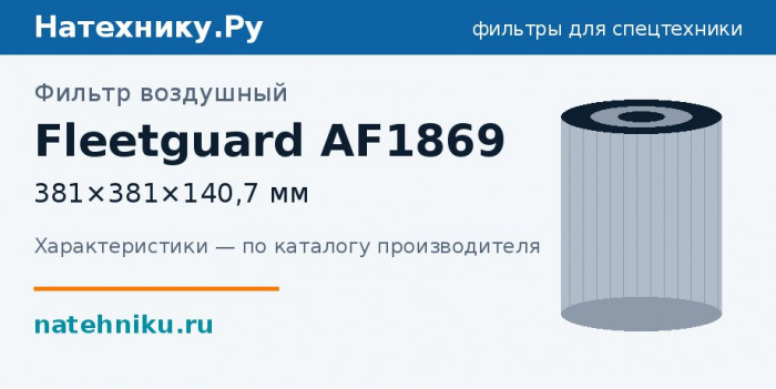 Фильтр воздушный Fleetguard AF1869 — 381×381×140,7 мм
