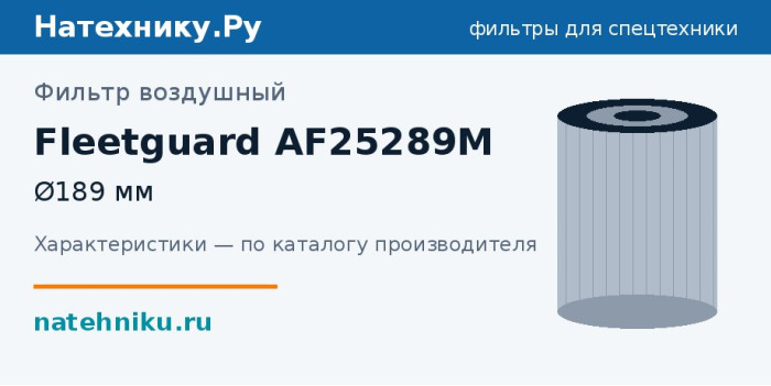 Фильтр воздушный Fleetguard AF25289M — Ø189 мм