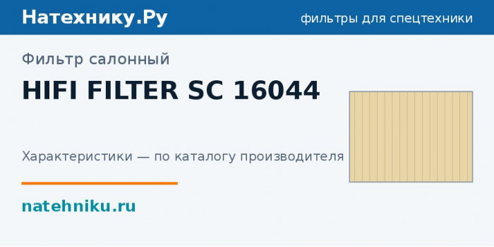 Фильтр салонный HIFI FILTER SC 16044
