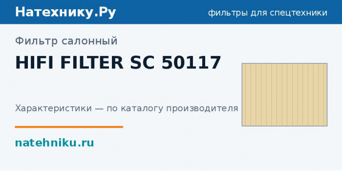 Фильтр салонный HIFI FILTER SC 50117
