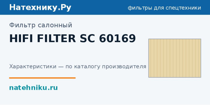 Фильтр салонный HIFI FILTER SC 60169