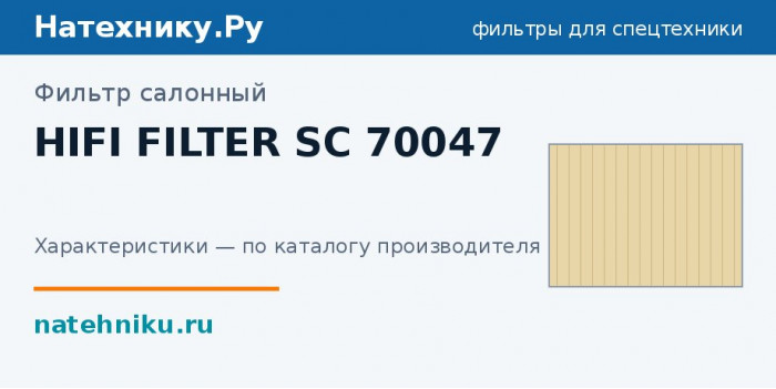 Фильтр салонный HIFI FILTER SC 70047