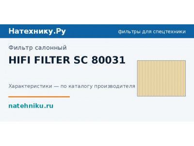 Фильтр салонный HIFI FILTER SC 80031