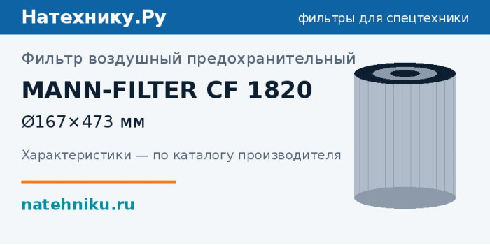 Фильтр воздушный предохранительный MANN-FILTER CF 1820 — Ø167×473 мм