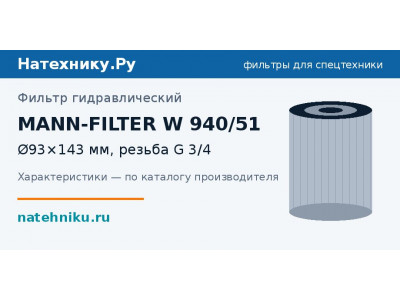 Фильтр гидравлический MANN-FILTER W 940/51